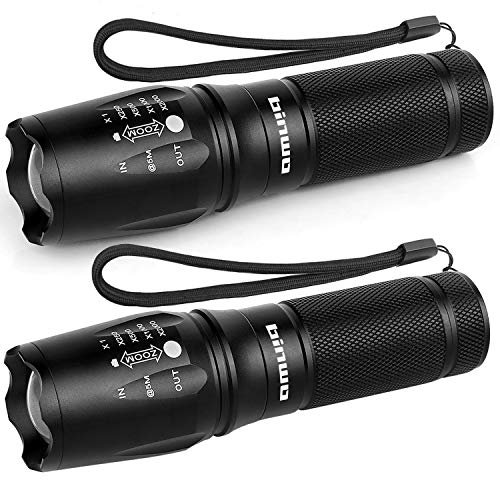 BINWO New Version 2500Lumen(2 Stück) Extrem Hell LED Taschenlampe 5 Lichtmodi, Zoombar Taktische Wasserdicht Torch für Outdoor/Angeln/Wandern/Notfäll/Camping