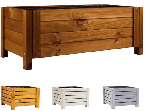 BooGardi Blumenkasten aus Holz · 4 Farben und 2 Größen · Dunkelbraun 79x39x30cm · Pflanzkasten Garten Balkon Terrasse · Balkonkasten Blumen Kräuter Pflanzen