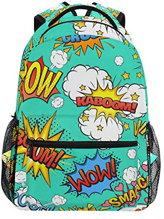 Comics Sprachboom Wow Rucksack Schulter Bookbag Kinderrucksack Teen Jungen Mädchen Büchertasche Laptop Rucksäcke