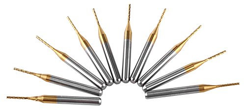 Uadme Frese CNC 1mm, 10 pezzi Punte per Incisione in Carburo di Tungsteno, Fresa a Candela con Gambo da 1/8, per Circuiti Stampati, Plastica, Acciaio Inossidabile e Rame