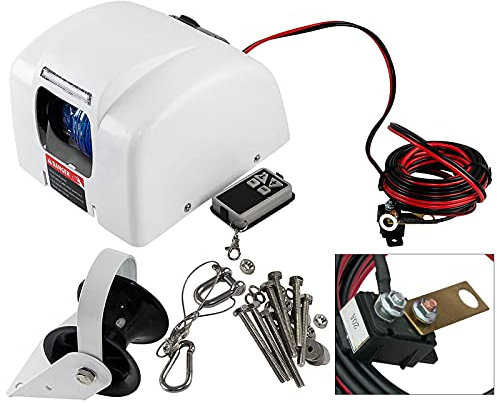 kangten Guindeau électrique Bateau Winch Eau Salée Bateau Ancre Treuil avec Télécommande 45lbs 12V