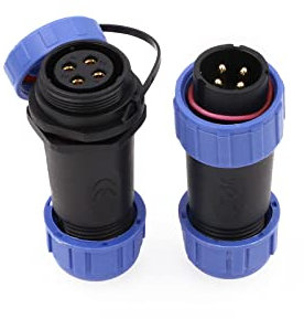 Eonvic HE21 4 Pin 50V 30A Aviation Circular Connector Threaded Plug Male Socket Female Waterproof IP68 in-Line Cable Connector for Industrial Device Power Signal