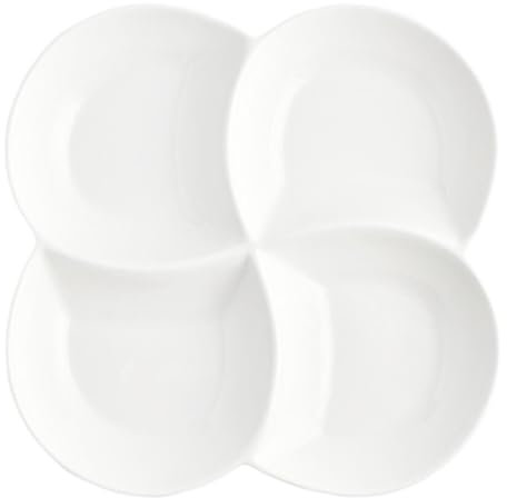 Ceramic 4-Compartment Serving Tray - Flower-Shaped Porcelain Snack Dish for Appetizers, Candy, Nuts, Vegetables, and Desserts - Ideal for Parties and Special Occasions