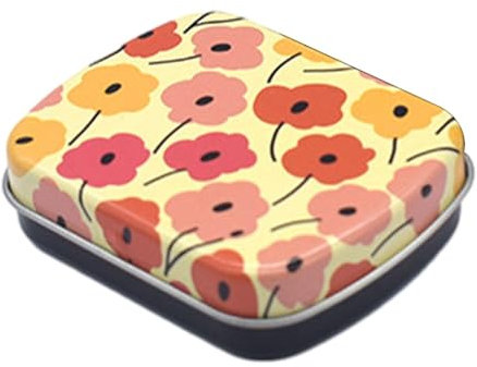 MagiDeal Small Yellow Flower Tin Box with Lid, Mini Storage Container for Candies, Keys, Jewelry, Crafts, 6cmx4.7cmx1.5cm