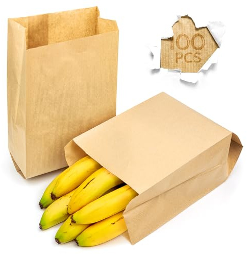 Majillux 100 Sacchetti di Carta Kraft 18 x 31 x 10 cm, Sacchettini Carta Piccoli per Alimenti, Buste di Carta, Sacchetto Pane - Sostenibili e Riciclabili - Prodotte in Europa