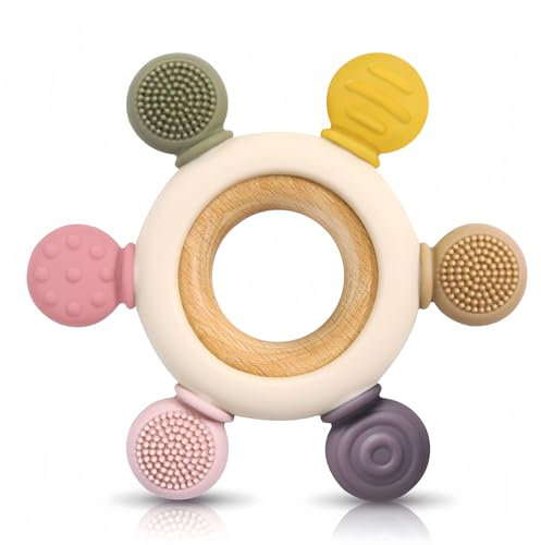 Soodyoow Anneau de Dentition Bébé, Silicone pour Jouet de Dentition, Anneaux de Dentition Sans BPA, Apaiser les gencives des bébés pour bébés de 3 mois et plus