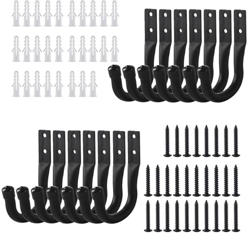 ALAHUGYEF Hooks,14 Pcs Ladder Storage Hooks for Hanging Heavy Duty Hooks | Wall Mounted Garage Hanger Brackets for Wall Bike Chair Garden Hose Tool Storage