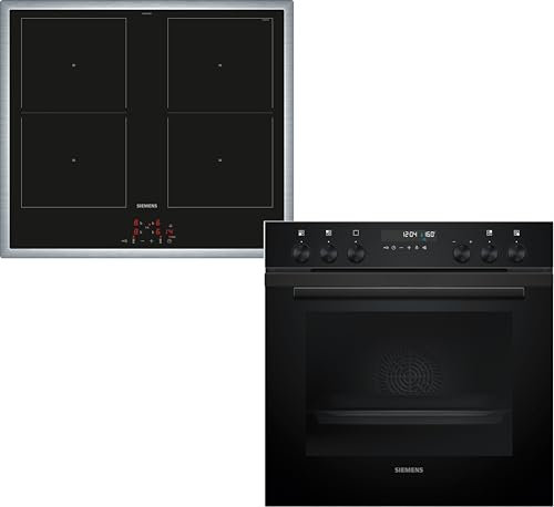 Siemens PQ522VAAB, iQ500 Einbauherd-Set, Bestehend aus HE278GBB4 Herd, 60 x 60 cm, Made in Germany, Selbstreinigung, 3D Heißluft & EM645CQB6E Induktionskochfeld, Kombi-Induktion, Edelstahl Rahmen