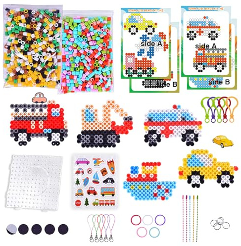 Shinybox Perles à Repasser 10mm, Lot de 1000 Pièces XL Perle a Repasser avec 10 Motifs et Plaques, Accessoires, Kit Créatif Complet pour Enfants Cadeaux Artisanaux de 3 Ans