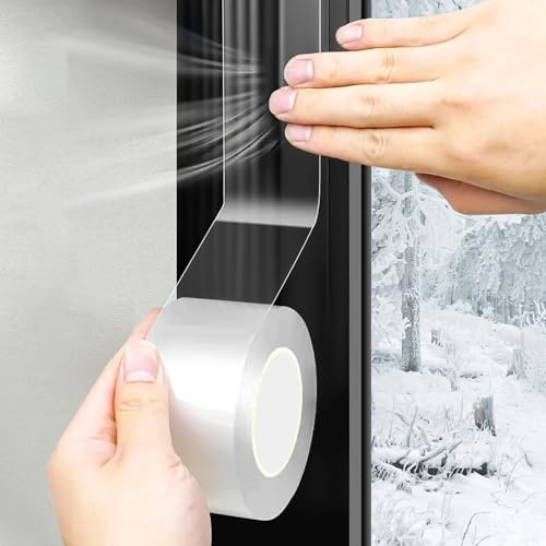 KASURE 2 Rollos Aislante Térmico Autoadhesivo (3cm x 10m) con Raspador y Tijeras - Burlete Puerta Entrada, Cinta Aislante Térmica y Selladora Impermeable para Ventanas, Baños y Vierteaguas Ventana