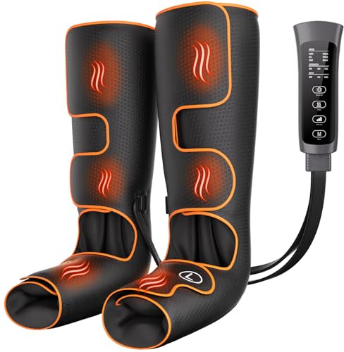 Banspol Leg Massager with Heat and Compression, Foot and Calf Massager for Circulation and Pain Relief, Compression Boots with Handheld Controller, 6 Modes 3 Intensities, Gift for Mom Dad