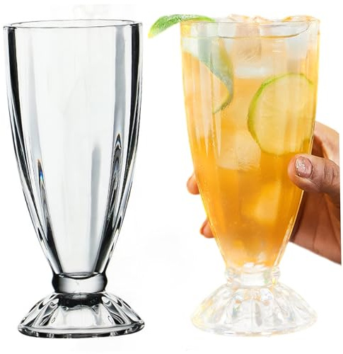 Syglawnd Vasos para batido, vasos para batido, 2 unidades, 380 ml, de vidrio transparente de 3x7 pulgadas con base estable, resistentes a la temperatura para sombra de leche, parfait, helado, somb