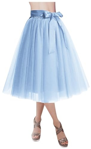 Gonna in tulle, da donna, in tulle, sottogonna multistrato, colorata, in tulle, anni '80, tutù, gonna per adulti, sottogonna, Blu 3, Taglia unica