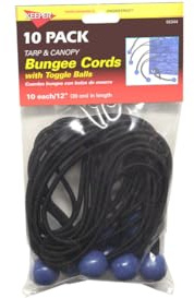 Keeper - 12 Canopy Bungee Cords With Toggle Balls, 10 Pack