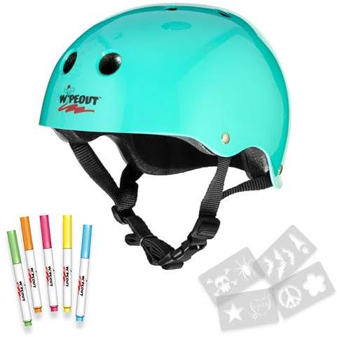 Wipeout Casco de Bicicleta para niños de borrado en seco Casco, Juventud Unisex, Azul Turquesa, Ages 8+