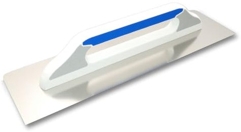 DEWEPRO® Schweizer Glättekelle Glättkelle - Aufziehplatte - Aufziehglätte - Traufel - Edelstahl 480x130mm - glatt, mit abgerundeten Ecken an einer Seite - hochwertiger 3-K-Griff