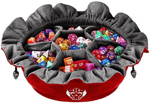 CardKingPro Immense Dice Bag con Tasche - Rosso - capacità 150+ Dadi - Ottimo Organizzatore per Collezionisti, Perfetto per Dungeons & Dragons [Design Brevettato].