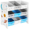 SONGMICS Kinderzimmerregal, Spielzeug-Organizer, Bücherregal für Kinder, mit 9 Aufbewahrungsboxen aus Fleece, Kinderzimmer, Schule, Kindergarten, 62,5 x 29,5 x 60 cm, Weltall-Motive, weiß GKR33WT