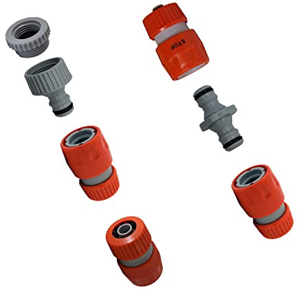 Siroflex 4451/AS Kit raccordi irrigazione – Set tubo giardino 1/2–5/8 con acquastop, presa rubinetto 3/4 e 1/2, connettore 2 vie, pinzetta POM e molla acciaio, Made in Italy