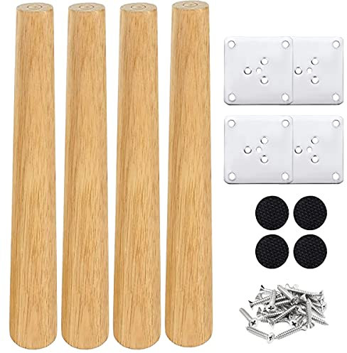Drenky Set mit 4 Möbelfüßen, Holz, Bettfuß, 30 cm, Couchtisch, gerade, Füße, Möbel, Küche, Walnuss-Finish, mit Installationszubehör für Sessel, Nachttisch, Schrank, Schublade etc