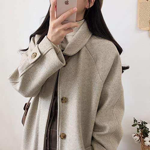 ZXCL Moda Cappotto Lungo Cappotti Invernali Donne Ragazza Cappotto in Lana Vestiti Giacca Donne-Beige 2,M