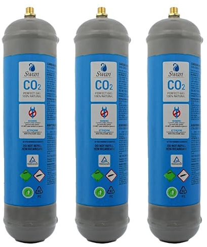 Bellerofonte Co2 Einweg Zylinder Vorratsflasche mit 600 gr Füllung E290 Kohlesäure Gewinde M11x1 für Wassersprudler, Kühlaggregate und Trinkwasserspender, 3 Stücke