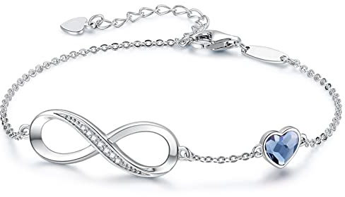 LOUISA SECRET Bracelet Femme Argent 925 Infini, Bracelet d’amour Femme Réglable, Bijoux Femme Cadeaux Saint Valentin Femme Anniversaire Fête des Mères Cadeau Maman Infinity Heart Bracelets Silver