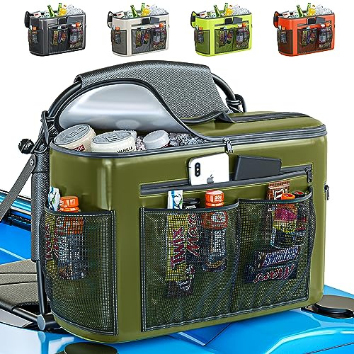 TidyFriend Kayak Cooler Behind Seat, Waterproof Cooler for Kayaking, Kayak Accessories Cooler Bag, Compatible with Lawn Chair Seat, Portable Ice Chest, Keeps Drinks Cold (Dark Green)