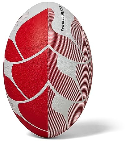 Canterbury Unisex Thrillseeker Play Rugby Ball | Standard Grip | Training Ball Rugby Ball, White/Red, 3