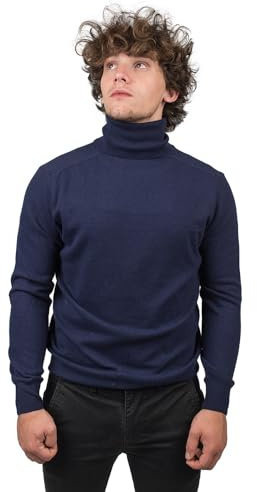 DALLE PIANE CASHMERE Dolcevita Uomo Misto Cashmere Lana - Blu, XL