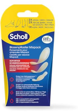 Scholl Transparente Blasenpflaster Mix Pack - Blasenpflaster mit Hydra-Guard-Technolgoie, schmerzlindernd, beugt Blasenbildung vor - Zum Schutz der Füße und Blasen vor schmerzhaftem Reiben.