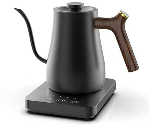 Electric Gooseneck Kettle 0.8L, 304 Stainless Steel Smart Professional Coffee and Tea Pot, Automatic Temperature Control and Constant Temperature, 1000W Quick Heating (Black)