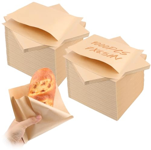 1000Pcs Sandwich Bag Soft Pretzel Bags 7x6.5 Inch Disposable Greaseproof Double Open Bags,Individual Deli Paper Sheets for Donut Bakery