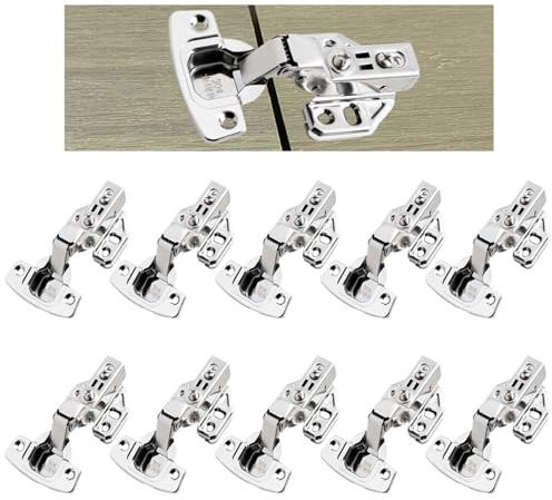 Schrankscharnier, 10 Stück Topfscharnier mit Dämpfer – Full Overlay, Scharniere für Schranktüren für Küchenschranktüren