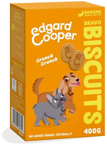 Edgard Cooper Premios para Perros, (Plátano, 1 x 400g), Galletas para Premiar, Sin Cereales, premios para Perros Veganos, bocaditos para Entrenamiento llenos de Fruta Fresca