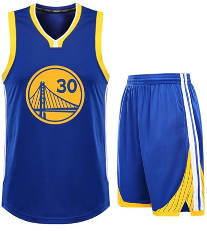 WEOPLKIN Completo da Basket Uomo/Ragazzo, Tuta da Basket Uomo/Bambino, Ideale per Partite, Allenamenti & Tempo Libero Blu S