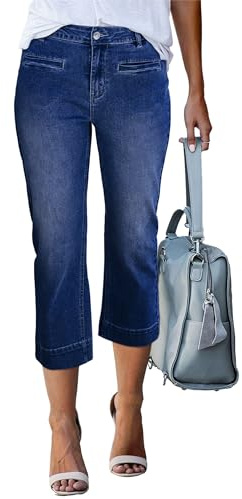 Roskiky Stretch Jeans for Women UK Womens Cropped Trousers Capri Joggers for Women UK Nightfall Blue M
