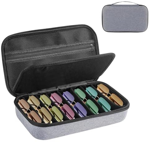 Eulihent Sunglasses Case Hard Shell Travel Sunglasses Organizer Portable Muliple Glasses Case for Travling with Adjustable Dividers Eyeglasses Storage Box for Men Women (Grey)