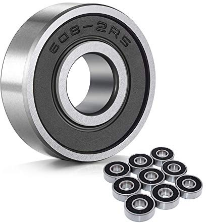 Wellgo 608-2RS Ball Bearings Skateboard Bearings Double Rubber Sealed Shielded Miniature Deep Groove Bearings 8mm x 22mm x7mm for Skateboards Inline Skate Scooter Roller Blade Skates etc -10pcs