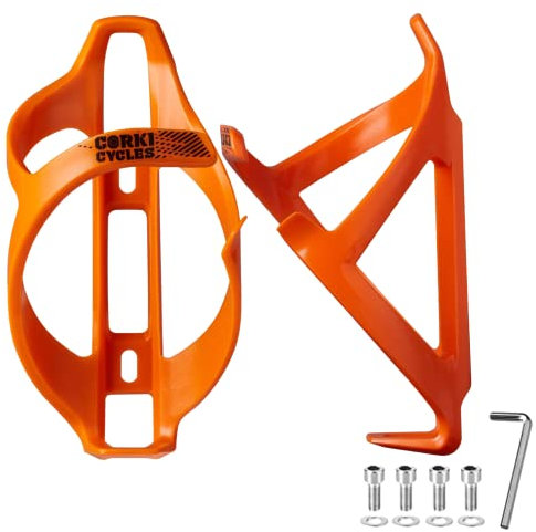 Corki Cycles Fahrrad Flaschenhalter- Leicht Fahrradflaschenhalter für Rennrad, Mountainbike, Gravel Bike und E-Bike, Sideloader, Orange, 2er-Pack Set