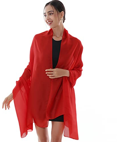 RIIQIICHY Chal de Gasa para Boda – Chal de Fiesta Rojo Elegante,Bufanda mujer y fulares para Mujer, Pashmina de Verano, Perfecto para Primavera