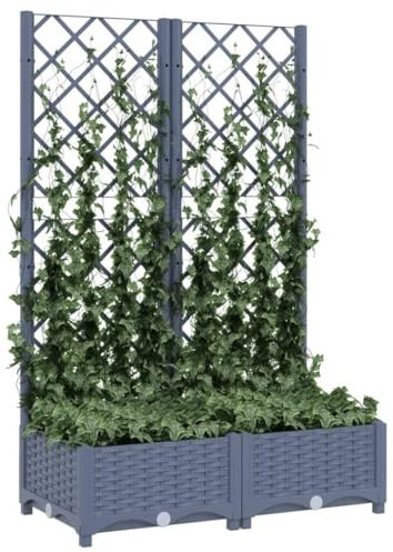 Aiuola Da Giardino Rialzata In Plastica Con Traliccio, Fioriera Con Traliccio, Cassette Da Giardinaggio Da Giardino All'aperto For Piante Rampicanti Ortaggi, Aiuola Da Giardino 80x40x121,5 Cm For Verd