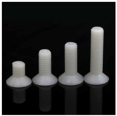 Voirrow 50 Viti a Testa Piatta in Nylon M3/M4/M5/M6/M8,6-40 mm, bullone a Croce a Testa Svasata, Vite a Macchina in plastica Bianca, Vite in plastica isolata(40mm,M8 (50Pcs))