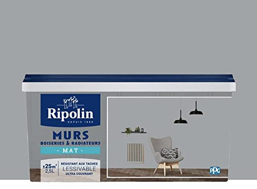 RIPOLIN Peinture Murs, Boiseries, Radiateurs Mat Gris Galet 2,5 L