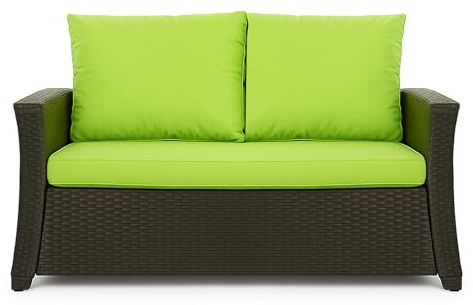 Setgarden® Coussin pour banc - Coussin de siège extérieur pour banc de jardin en polyrattan - Coussin de banc pour balancelle en rotin, siège en rotin (Citron vert, 120x60x50cm)