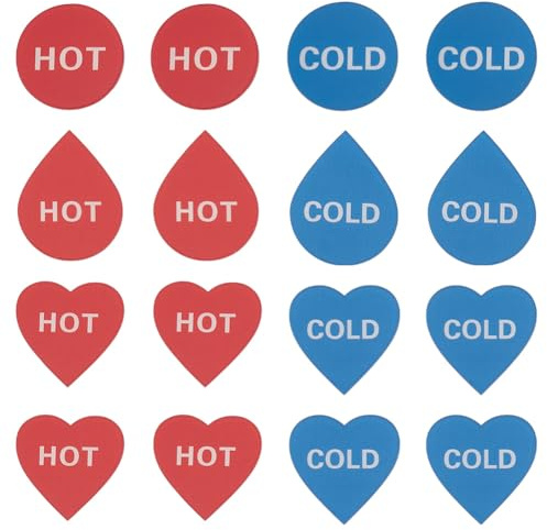 PLIGREAT 8 paia di adesivi caldi e freddi per doccia, 3 stili, autoadesivi, in acrilico, per cucina, bagno, bagno, casa, hotel, ristorante, impermeabili, adatti alla temperatura dell'acqua