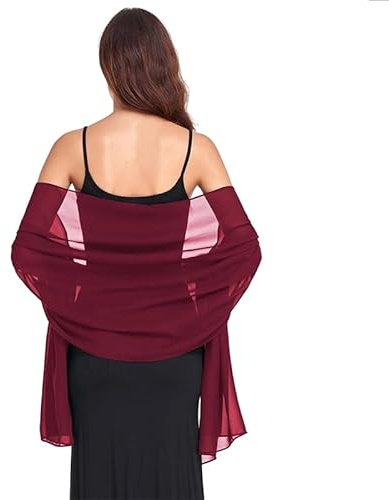 Van Der Rich ® - Étole en Mousseline de Soie Foulard Châle Léger - Femme (93-Bordeaux)