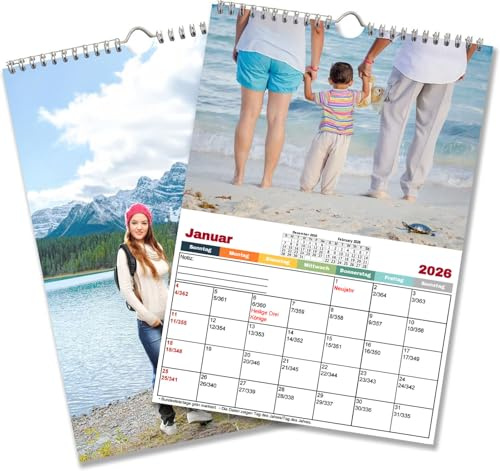 Custom Photo Wall Calendar Desk 2026 Personalized Family & Office Photo, Print Your 13 Memories Custom Perfect for Birthdays Christmas Gifts (Wall Calendar 21cmx29.7cm, 1 x Calendar)