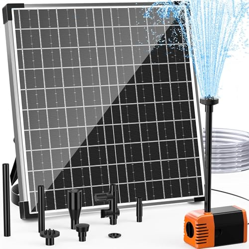 Biling 25W Solar Water Fountain for Garden Water Feature with 1200L/H Pump | with Water Flow Valve, 4 Nozzles, Hose, 5M Cable