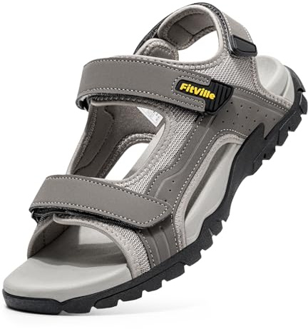 FitVille Sandalias Deportivas Hombre Anchas Sandalias de Exterior con Cierre de Contacto Antideslizantes Ligeras Zapatos de Trekking Transpirables para Verano